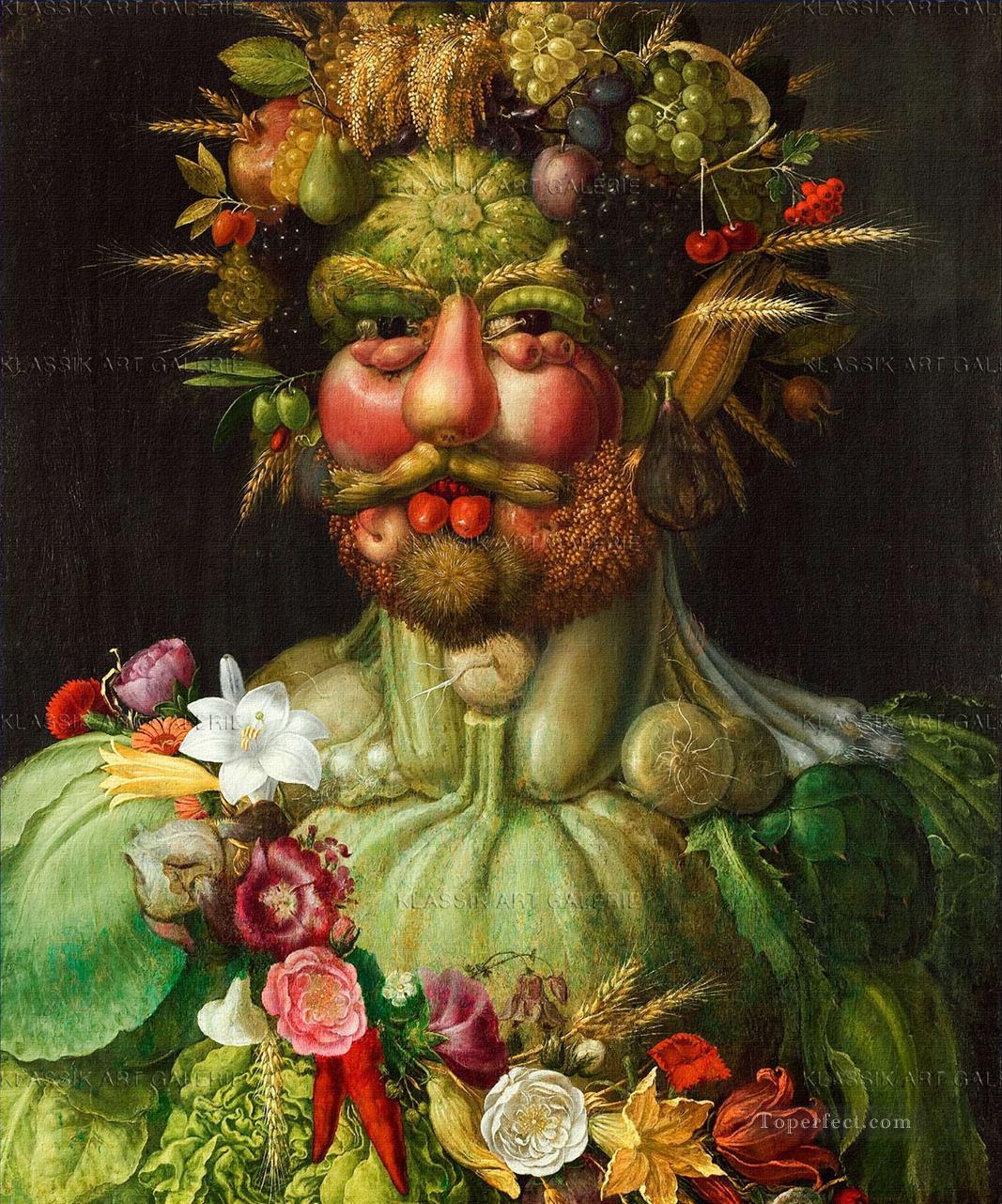野菜と花の男 ジュゼッペ・アルチンボルド ファンタジー油絵